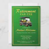 Invitation Retraite Elégant Golf Thème Panier Vert Or (Devant)