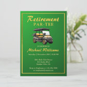 Invitation Retraite Elégant Golf Thème Panier Vert Or (Debout devant)