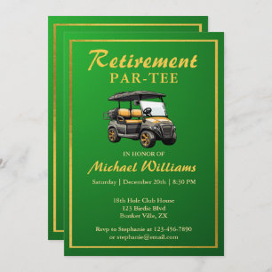 Invitation Retraite Elégant Golf Thème Panier Vert Or