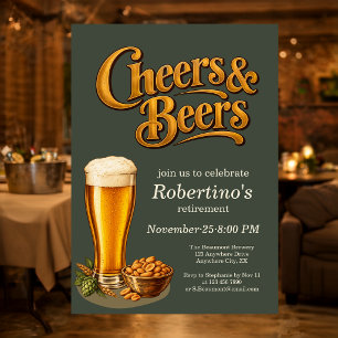 Invitation Retraite élégante en laiton Cheers & Beers