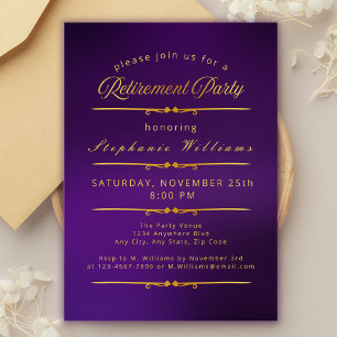 Invitation Retraite Élégante Formelle Gold Party