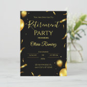 Invitation Retraite élégante noir et or (Debout devant)