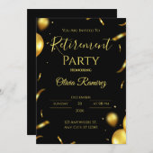 Invitation Retraite élégante noir et or (Devant / Derrière)