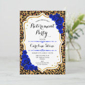 Invitation Retraite - Empreinte de léopard Royal Blue Gold (Debout devant)