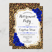 Invitation Retraite - Empreinte de léopard Royal Blue Gold (Devant / Derrière)