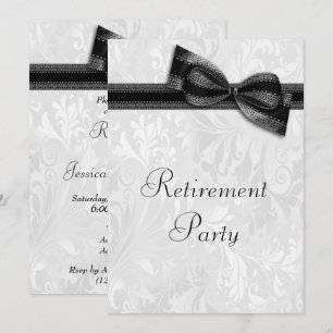 Invitation Retraite en damas noir et faux nœud