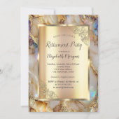 Invitation Retraite en marbre de perle Parties scintillant or (Devant)