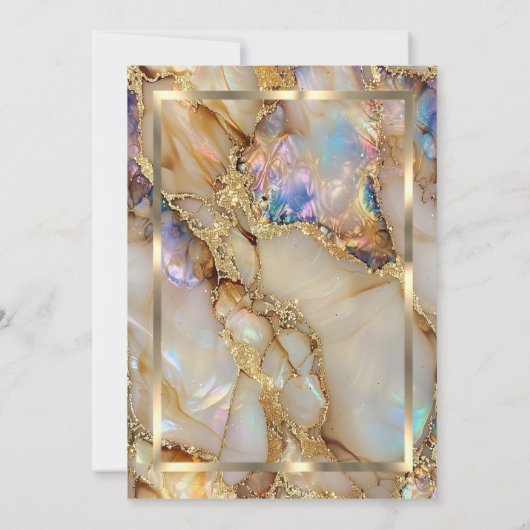 Invitation Retraite en marbre de perle Parties scintillant or (Dos)