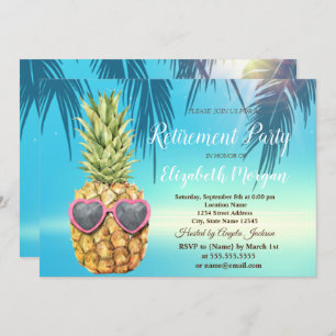 Invitation Retraite Feuille de palmier Tropical Cool Ananas