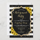 Invitation Retraite - Fleurs de soleil Blancs noirs (Devant)