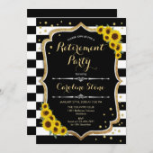 Invitation Retraite - Fleurs de soleil Blancs noirs (Devant / Derrière)