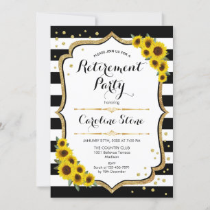 Invitation Retraite - Fleurs de soleil Blancs noirs