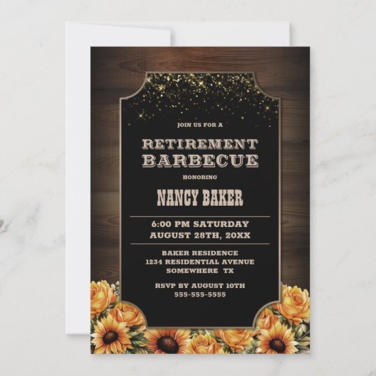Invitation Retraite Florale Rustique Bois BBQ (Devant)