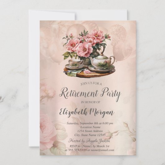 Invitation Retraite florale vintage (Devant)