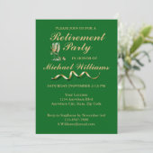 Invitation Retraite Formelle Classique Champagne Verre Vert (Debout devant)
