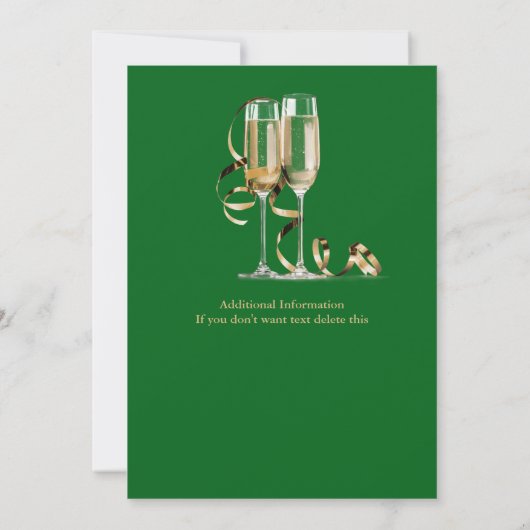 Invitation Retraite Formelle Classique Champagne Verre Vert (Dos)