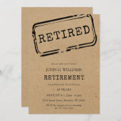 Invitation Retraité Funny Kraft Retraite (Devant / Derrière)