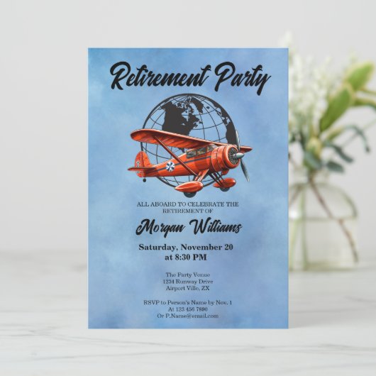 Invitation Retraite Globe Travel Plane Plane Places (Debout devant)