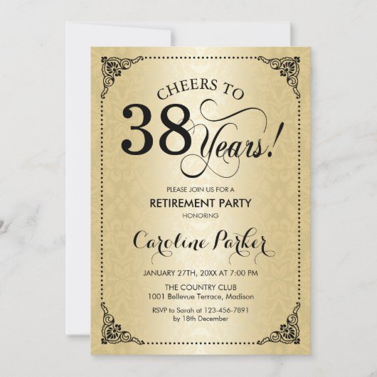 Invitation Retraite - Gold Black Damask (Devant)