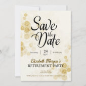 Invitation Retraite Gold Confetti Enregistrer la date (Devant)
