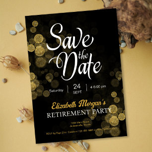 Invitation Retraite Gold Confetti Enregistrer la date