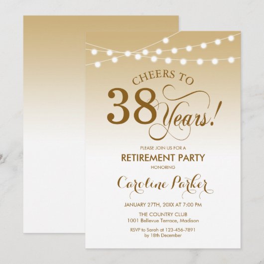 Invitation Retraite - Gold White (Devant / Derrière)