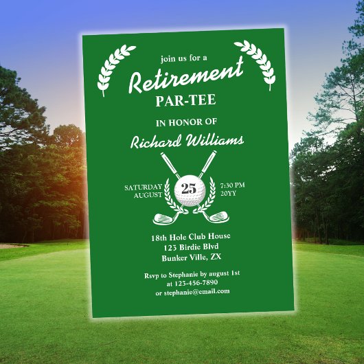 Invitation Retraite Golf Clubs Wreath Fête à thème