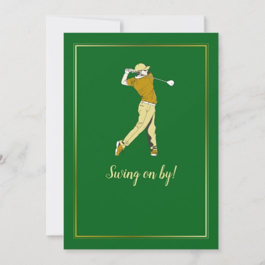 Invitation Retraite Golf Party Classic Green Golden Player (Dos)