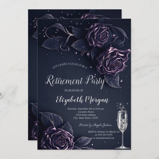 Invitation Retraite gothique Rose foncée (Devant / Derrière)