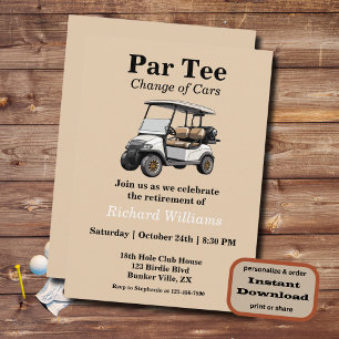Invitation Retraite Grey Golf Panier Par Tee Thème