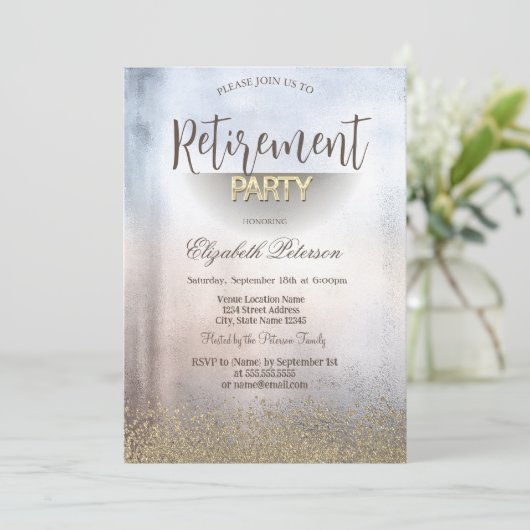 Invitation Retraite métallique moderne Faux Gold Diamonds (Debout devant)