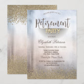 Invitation Retraite métallique moderne Faux Gold Diamonds (Devant / Derrière)