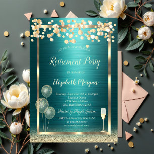 Invitation Retraite métallique verte paillettes d'or en verre