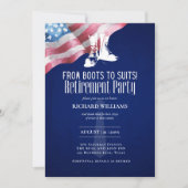 Invitation RETRAITE MILITAIRE des bottes au drapeau américain (Devant)