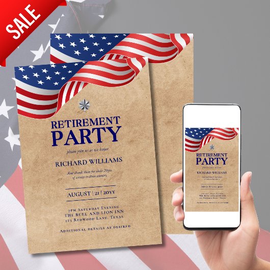 Invitation RETRAITE MILITAIRE Feuille de chêne d'argent DRAPE