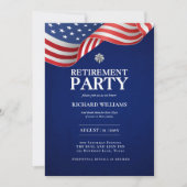 Invitation RETRAITE MILITAIRE Feuilles de chêne d'argent gros (Devant)