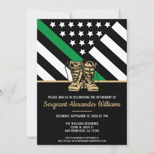 Invitation Retraite militaire Ligne verte Drapeau Armée patri