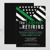 Invitation Retraite militaire Mince Ligne verte (Devant / Derrière)