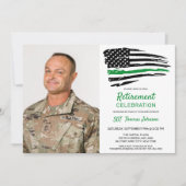 Invitation Retraite militaire Photo Mince Ligne verte Drapeau (Devant)