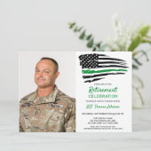 Invitation Retraite militaire Photo Mince Ligne verte Drapeau (Debout devant)