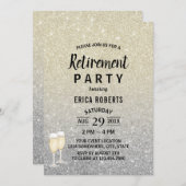 Invitation Retraite moderne ivoire et Parties scintillant arg (Devant / Derrière)