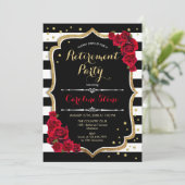Invitation Retraite - Noir Blanc Grilles Roses (Debout devant)