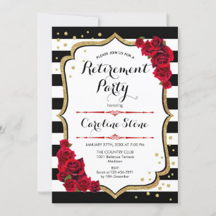 Invitation Retraite - Noir Blanc Grilles Roses
