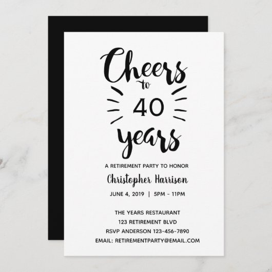 Invitation Retraite noir et blanc (Devant / Derrière)