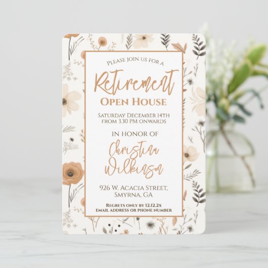 Invitation Retraite Open House Party Boho Floral (Debout devant)