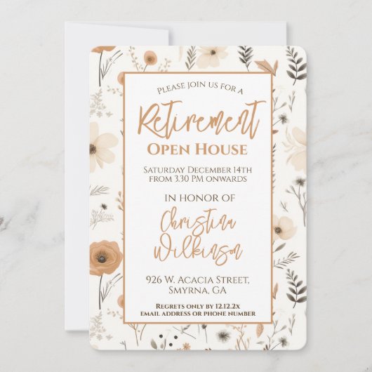 Invitation Retraite Open House Party Boho Floral (Devant)