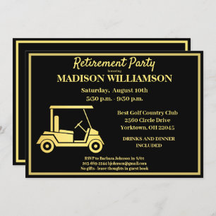 Invitation Retraite Party Golf Black Gold