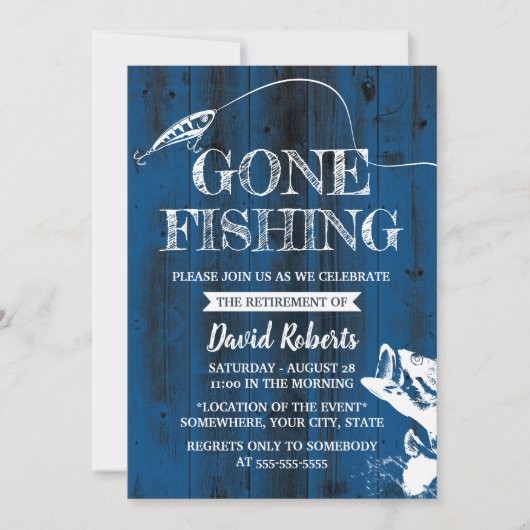 Invitation Retraité Pêche Marine Bois en plein air Retraite (Devant)