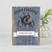 Invitation Retraite Pêche Retraite Bois Rustique Retraité (Debout devant)