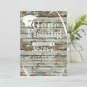 Invitation Retraité Pêche Vintage Grange Bois Retraite (Debout devant)